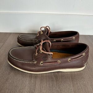 Timberland Brown Leather Boat Shoes with Moccasin Construction